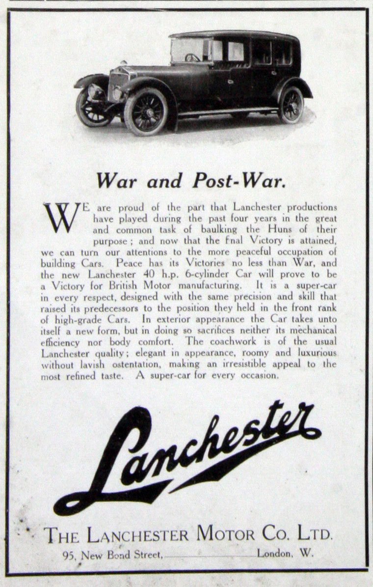 1919. Lanchester 40 H.P. 6-cylinder