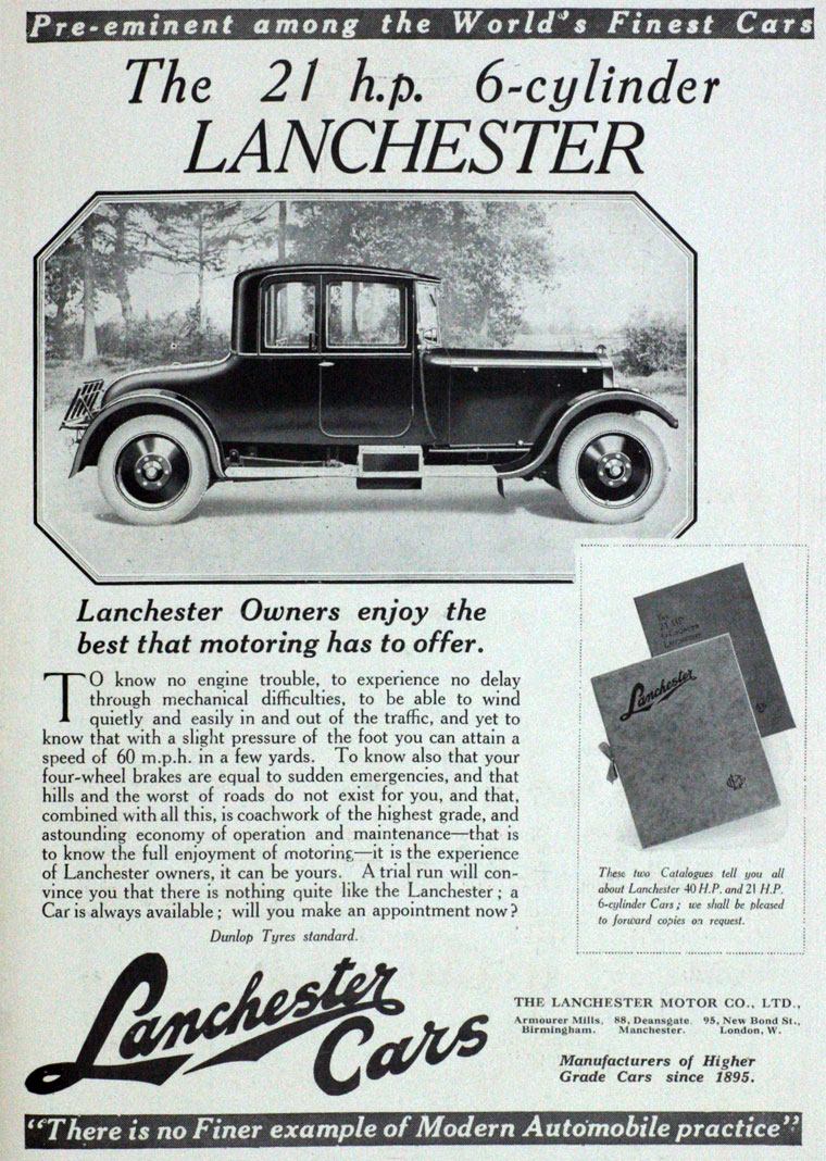 1927. Lanchester 21 H.P. 6-cylinder