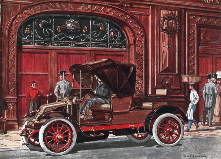 1908 Renault 4 cyl., 14-20 H.P. Victoria Runabout - Illustrated by Leslie Saalburg