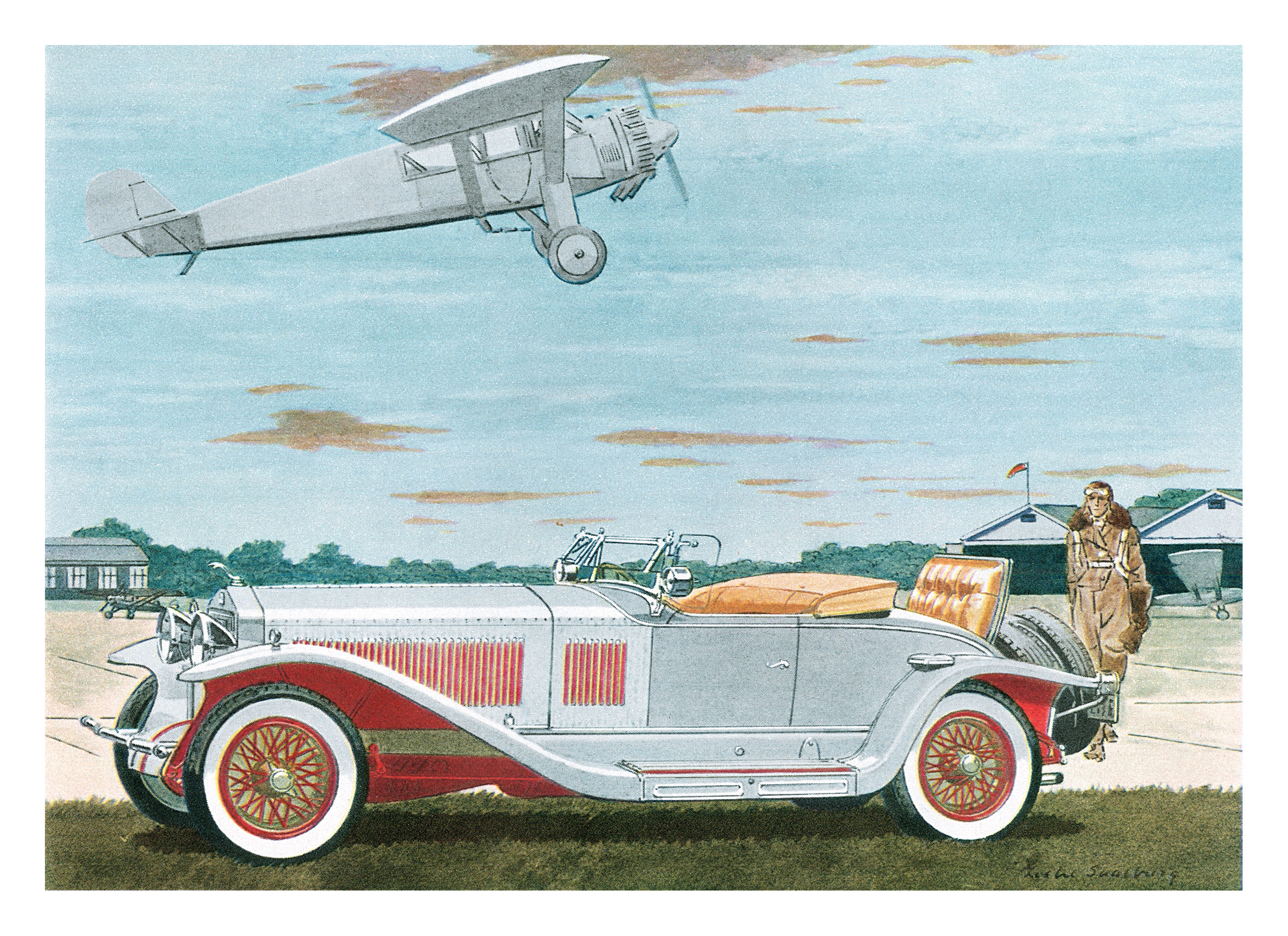 1927 Isotta Fraschini Roadster - Illustrated by Leslie Saalburg