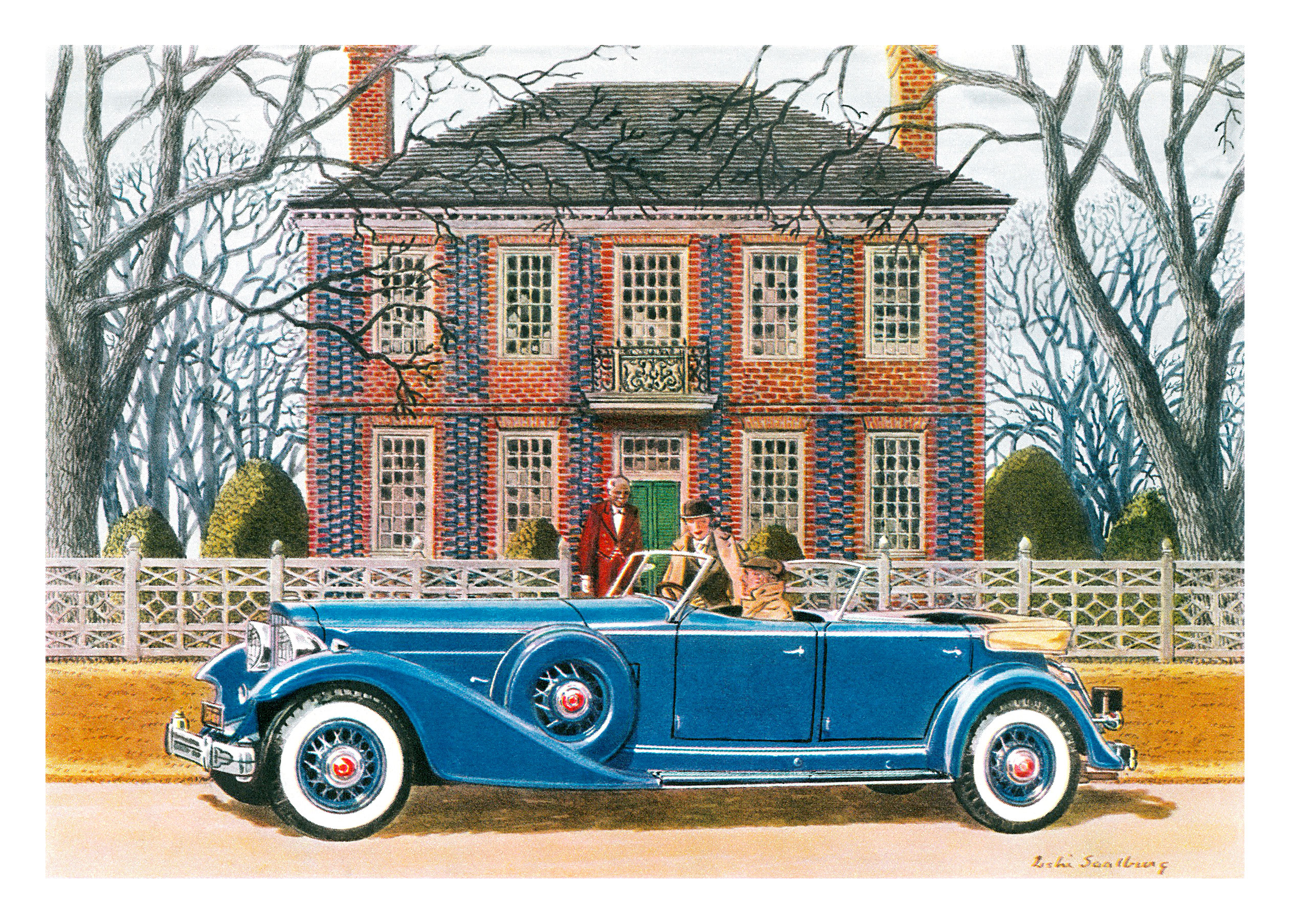 1933 Packard Dual Cowl Phaeton - Illustrated by Leslie Saalburg