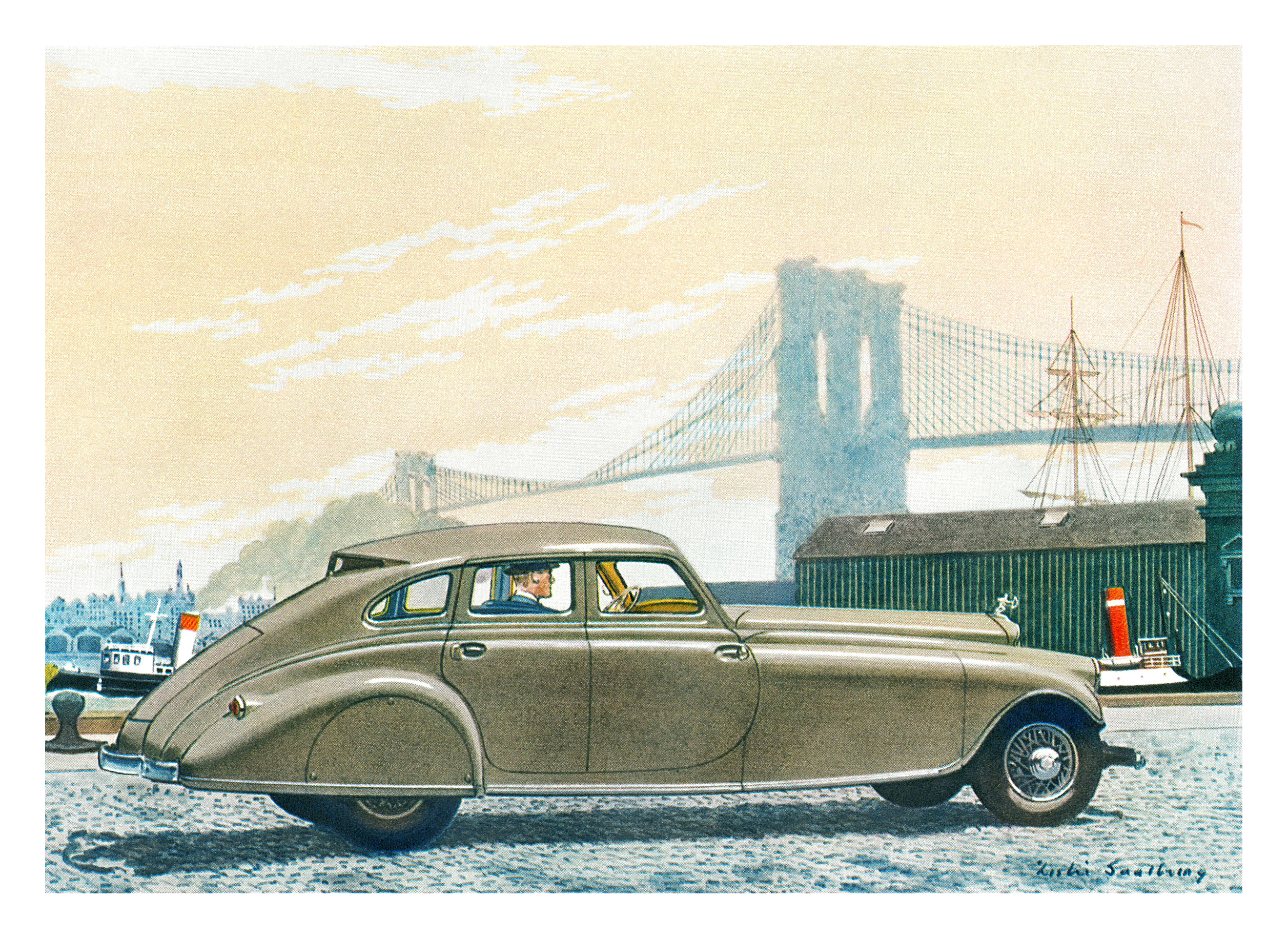 1933 Pierce Silver Arrow - Illustrated by Leslie Saalburg