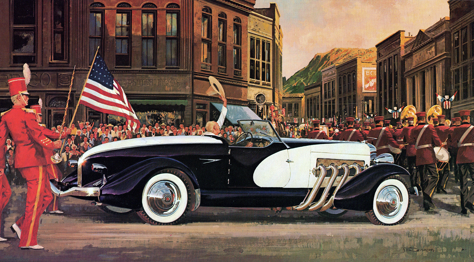 1933. Duesenberg SJ Speedster. Illustrated by James B. Deneen