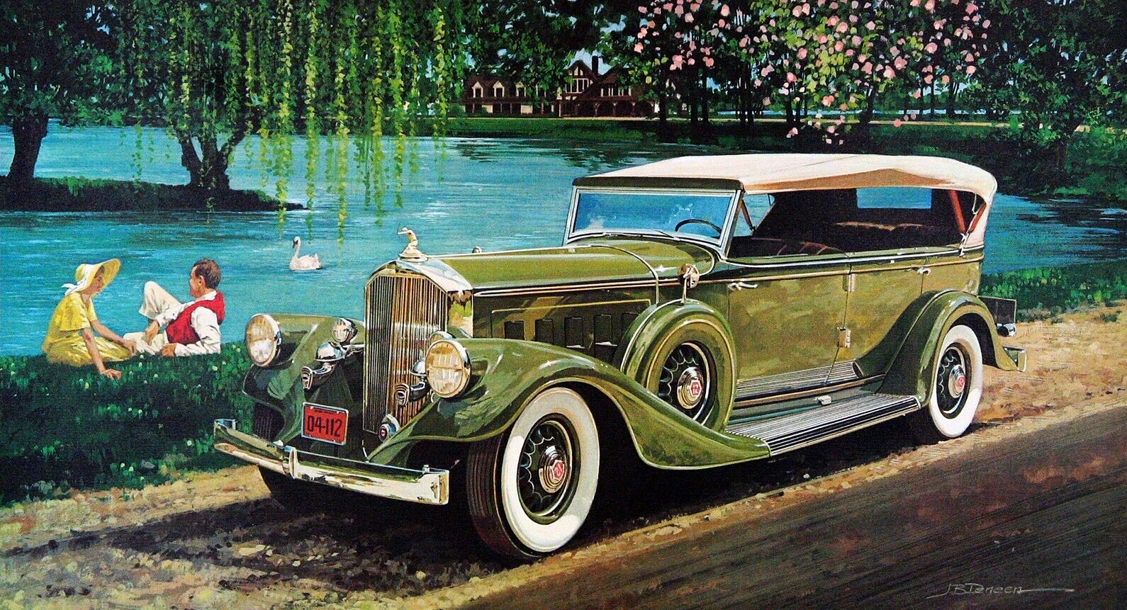 1933. Pierce Arrow Seven Passenger Touring Car. Illustrated by James B. Deneen