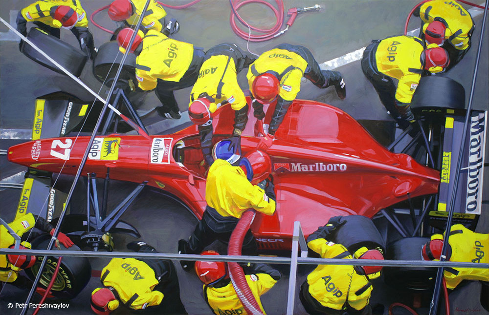 2016. Ferrari F1 pit stop. 110 х 170 см, масло, холст