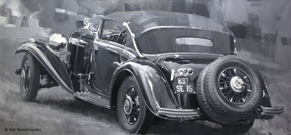 2021. Mercedes 500K Cabriolet A 1935. 70 х 150 см, масло, холст
